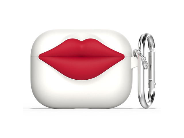 Super Cute 3D Red Lips Silicone Case for AirPods Pro 2/1(White) Fun Two-Tone Design for Women Men, Best Gift for Your Lover & Unique Stylish...