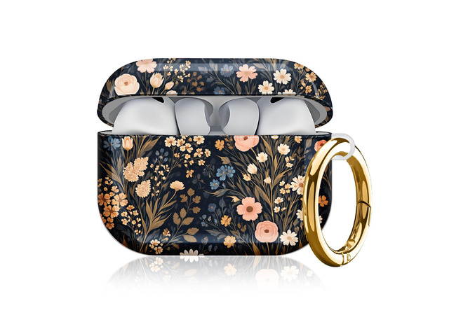 Compatible with AirPod Pro 3 Case, Cute Hard TPU Protective Cover with Keychain, Shockproof Design Case for Women & Girls,Floral Colors