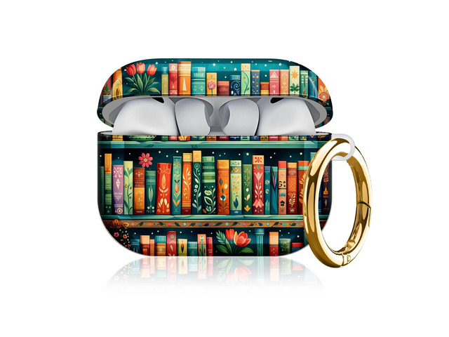 Compatible with AirPod Pro 3 Case, Cute Hard TPU Protective Cover with Keychain, Shockproof Design Case for Women & Girls,Floral Colorful Books