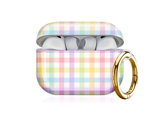 Compatible with AirPod Pro 3 Case, Cute Hard TPU Protective Cover with Keychain, Shockproof Design Case for Women & Girls,Colorful Grid