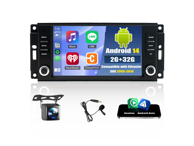 Android 14 Double Din Car Stereo Radio for Chrysler 300 2005-2010 7' Touchscreen Car Radio w/Wireless Carplay Android Auto GPS WiFi Bluetooth RDS...