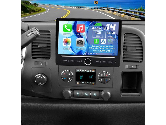 Car Radio for Chevy Silverado Tahoe GMC Sierra Yukon 2007-2014 Android 14 4G+64G 10' Touch Screen Car Stereo with Wireless Carplay Android Auto...