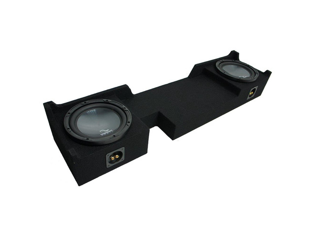 Custom Loaded Dual 10' Sub Box Fits 2004-2008 Ford F150 Super Crew Truck HA-R104 Rhythm subwoofer speakers included, space-saving behind-seat...