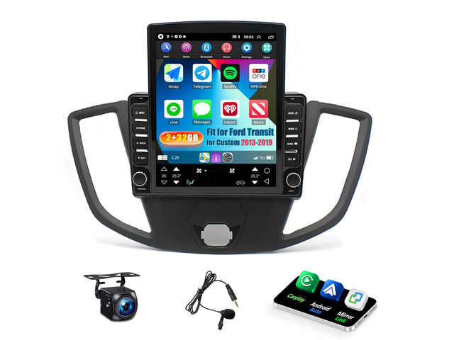 Android 13 Car Radio Stereo, 9.7'' Touch Screen Car Audio Multimedia Receiver fit for Ford Transit Custom 2013-2019 with Carplay & Android Auto GPS...