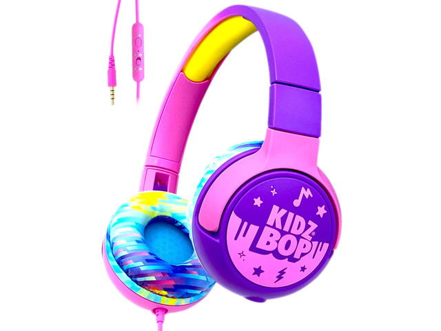 Kidz Bop, Wired Headphones for Kids Microphone 3.5mm Plug Volume Limiting 85dB/94dB Soft Pads Adjustable School Use Gift 3 4 5 6 7 8+...
