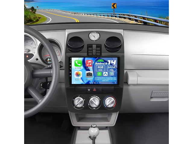 4G+64G Car Radio Stereo for Chrysler PT Cruiser 2006 2007-2010 9'' Touchscreen Android 13 Stereo Wireless Carplay Android Auto with WiFi GPS RDS...