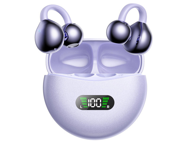 Wireless Earbuds Open Ear Clip On Headphones with LED Digital Display Charging Case Touch Control Bluetooth 5.4 Air Conduction Sport Earphones for...