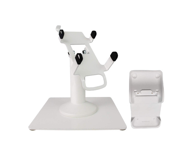 DCCStands Freestanding Swivel and Tilt Pax A920 Terminal Stand with L920 Charging Base (White)