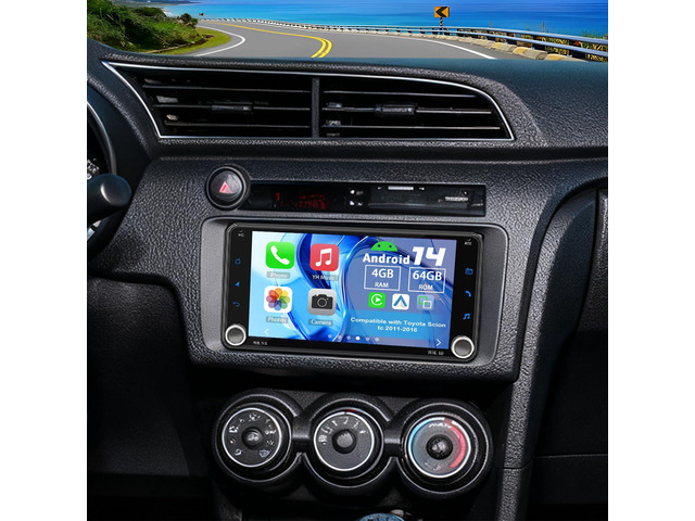 Double Din Car Stereo Upgrade Radio for Toyota Scion tc 2011-2016 Android 14 4G+64G 7' Touchscreen Wireless Carplay Android Auto GPS WiFi...