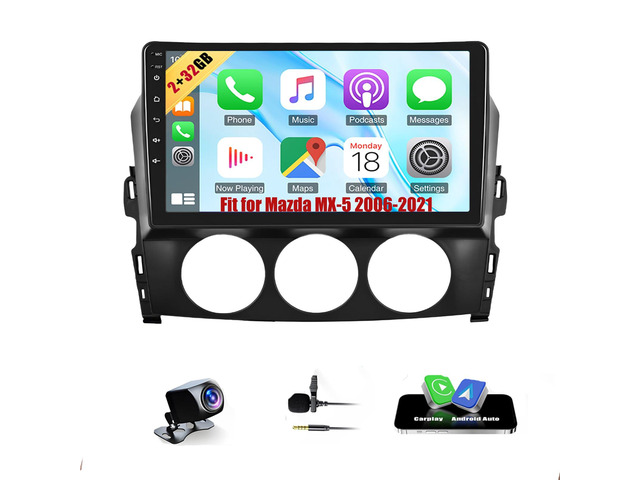 Android 13 Car Radio Stereo Fit for Mazda MX-5 2006-2021 9'' Touch Screen Double Din Car Audio with Carplay & Android Auto GPS Navigation WiFi...
