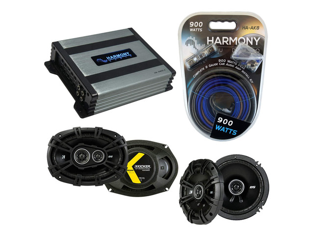 Compatible with Nissan Xterra 2005-2008 Speaker Replacement Kicker Bundle DSC65 DSC693 & Harmony HA-A400.4 Amp