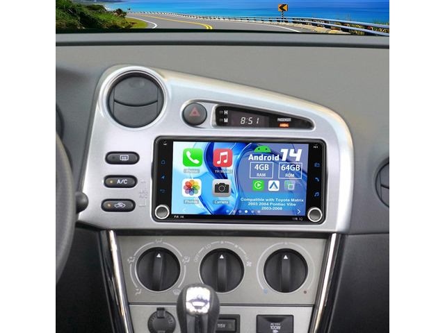 Android 14 Double Din Car Stereo Upgrade Radio for Toyota Matrix 2003 2004 Pontiac Vibe 2003-2008, 4G+64G 7' Carplay Android Auto GPS WiFi...