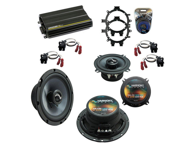 Fits GMC Yukon XL 2001-2002 Speakers HA-A400.4 Amp Bundle 6.5 and 5.25 inch pair, complete 4-channel car amplifier combo package, easy upgrade...