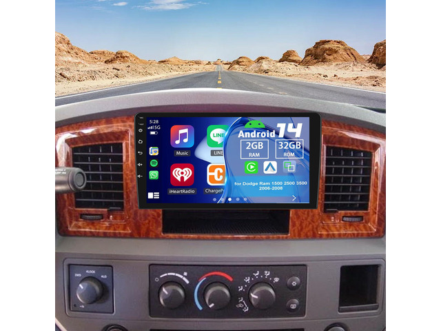 2Din Car Stereo Upgrade Radio for Dodge Ram 1500 2500 3500 06-2008 Android 14 2G+32G 10' Touchscreen with Carplay Android Auto GPS WiFi Bluetooth...