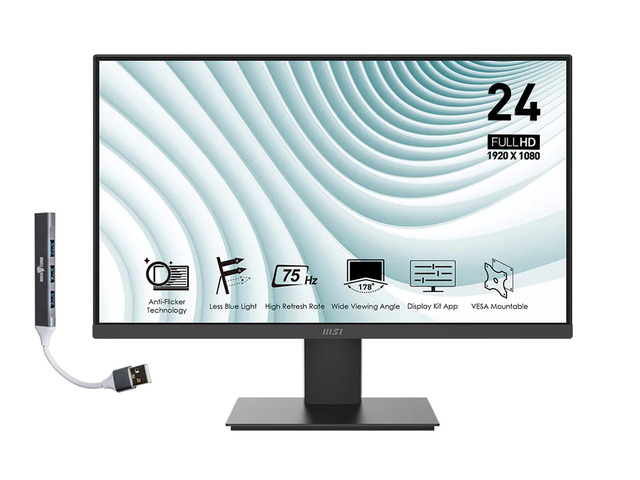 PRO MP241X 24' FHD VA Monitor with 4ms Response Time, Anti-Glare, Flicker Free, 250 nits Brightness, VESA Mount (75mm), HDMI & Dockztorm USB Port...