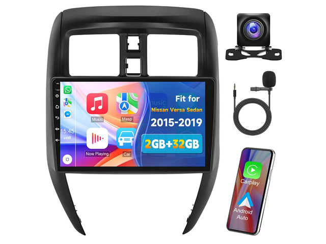 Car Audio for Nissan Versa Sedan 2015-2019 w/Carplay Android Auto 2GB+32GB 10inch Touchscreen Car Radio Multimedia Player Support GPS WiFi FM...