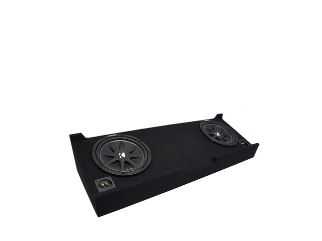 Kicker 43C104 Dual 10' Loaded Sub Box Fits 2007-2013 Silverado Crew Cab Chevy comp c10 subwoofer bass upgrade, carpeted enclosure with woofers...
