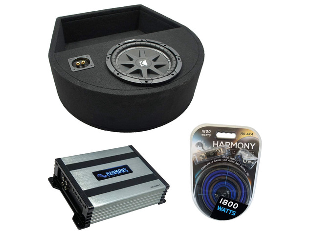 Kicker Comp C10 Spare Tire Subwoofer Amp Package HA-A400.1 Sub Box 10' Hidden wheel-well bass with mono power included, keeps your trunk usable,...