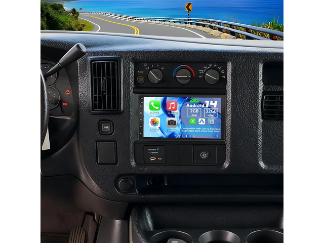 Double Din Car Stereo Radio for Chevy Express 1500 2500 2003-2006 Android 14 7' Touchscreen Car Radio w/Wireless Carplay Android Auto GPS WiFi...