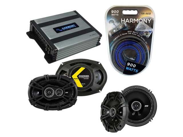 Kicker Bundle Compatible with 2005-13 Jeep Grand Cherokee DSC693 DSC65 Factory Speaker Replacement Package with HA-A400.4 Amplifier