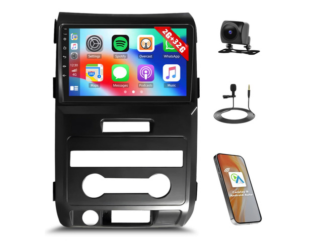 Stereo Radio for Ford F150 2009 2010 2011 2012 2013 2014-9 Touch Screen Upgrade for F-150 with Carplay Android Auto, Bluetooth, GPS, WiFi, FM,...