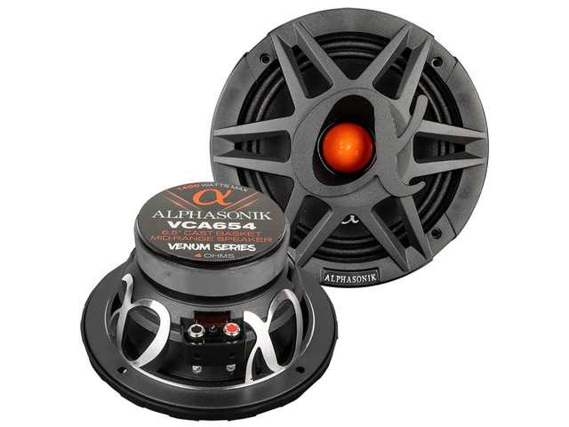 1 Pair of VCA654 VENUM PRO Series 6.5' 1400 Watts Max 350 Watts RMS Mid-Range Car Audio Speaker 4-Ohm Proprietary Grille, Cast Basket, Cloth...