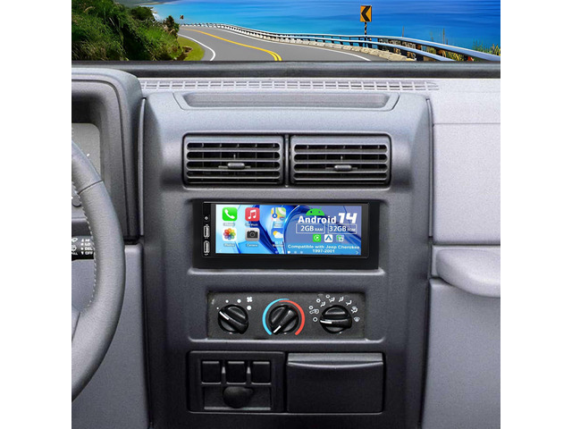 Double Din Car Stereo Upgrade Radio for Jeep Cherokee 1997-2001 Android 14 2G+32G 6.86' Touchscreen Wireless Carplay Android Auto GPS WiFi...