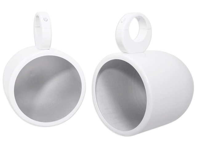 Pair MAC90W 8 White Aluminum Wakeboard Tower Speaker Pod Enclosures for Polaris RZR/ATV/UTV/Cart