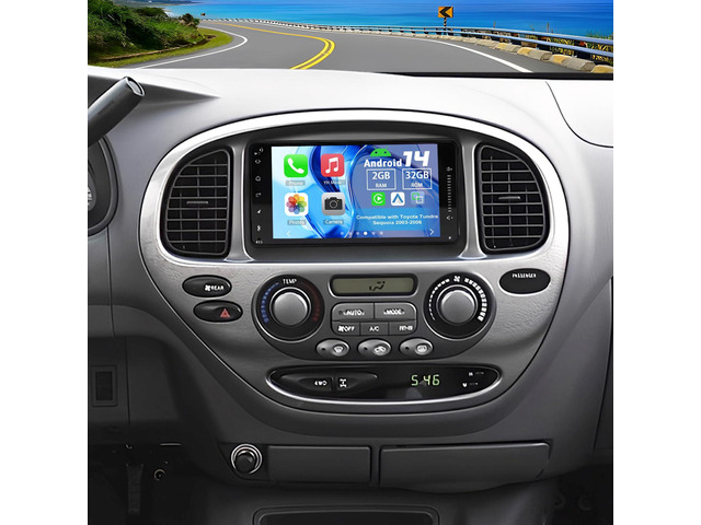 Double Din Car Stereo Upgrade Radio for Toyota Sequoia Android 14 2G+32G 7' Touchscreen Wireless Carplay Android Auto GPS WiFi Bluetooth RDS DSP...