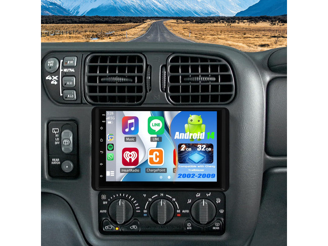 Double Din Car Stereo Upgrade Radio for Chevy Trailblazer 2002-09 Android 14 2G+32G 7' Touchscreen Wireless Carplay Android Auto GPS WiFi...