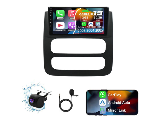4G+64G Android 13 Car Stereo Compatible with Dodge for RAM1500 2500 3500 Truck 2003-2005 with Wireless Carplay & Android Auto 9 Inch Touch Screen...