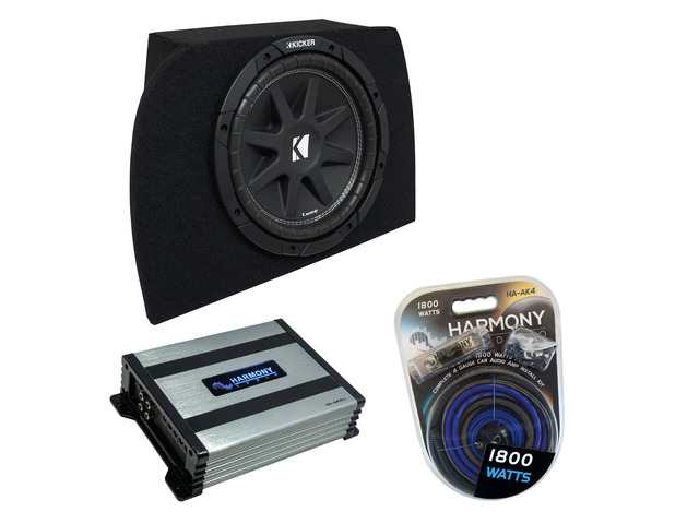HA-A400.1 Compatible with 90-05 Mazda Miata MX-5 Convertible Single 800W Sub Amp - 1 Ohm Stable, Kicker 43C104 10' Comp C10 Series Sub 150W RMS 4...