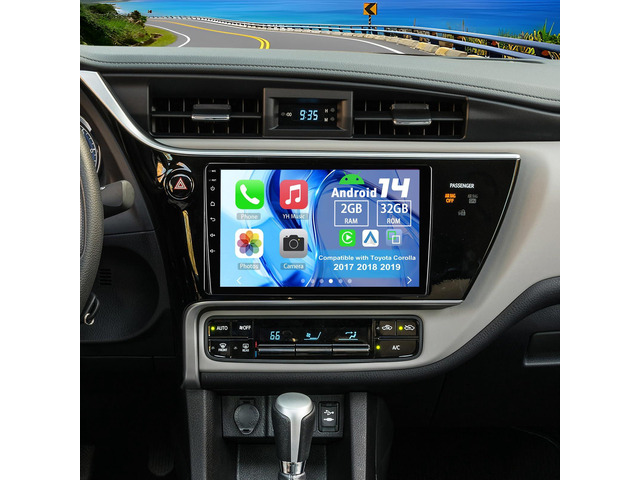Android 14 Double Din Car Radio for Toyota Corolla 2017-2019 2G+32G 9' Touch Screen Car Stereo with Wireless Carplay Android Auto GPS WiFi Mic...