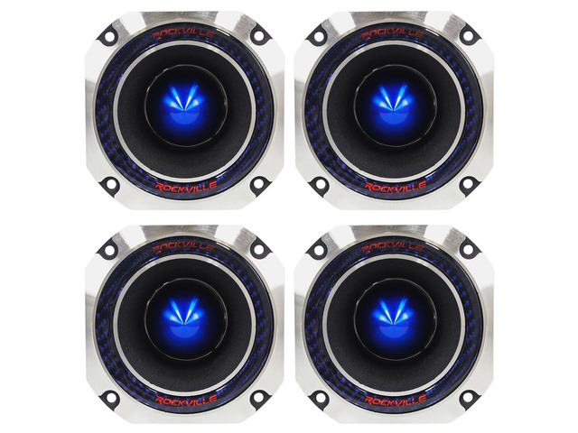 RT4 2' 8-Ohm Car Tweeter, 120W Peak/60W RMS CEA Rated, 4-Pack Titanium Compression Horn, 2' Voice Coil, Ferro Fluid Cooling, Mylar Crossover,...