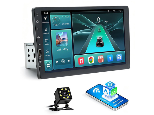 Single DIN Car Stereo Radio for Nissan Rogue 2008-2013 9' Touch Screen Wireless CarPlay & Android Auto,HD Touchscreen,1 Din Car Audio Receivers...