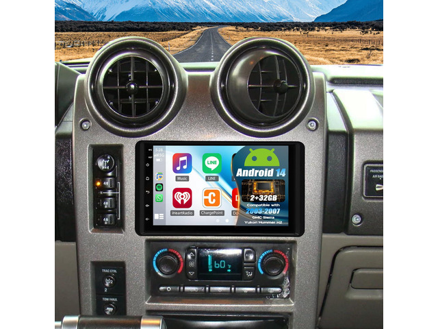Double Din Car Stereo Radio for 2003-07 GMC Sierra Yukon Hummer H2 Android 14 7' Touchscreen Wireless Carplay Android Auto GPS WiFi Bluetooth RDS...