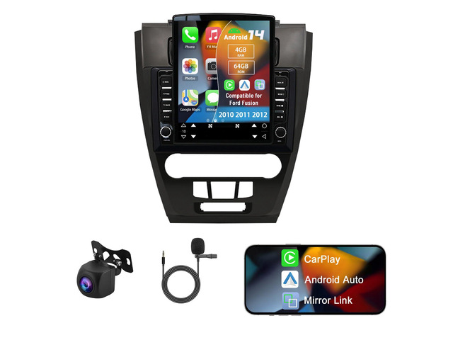 Android 14 Double Din Car Radio for Ford Fusion 2010-2012 4G+64G 9.7' Touch Screen Car Stereo with Wireless Carplay Android Auto GPS WiFi Mic...