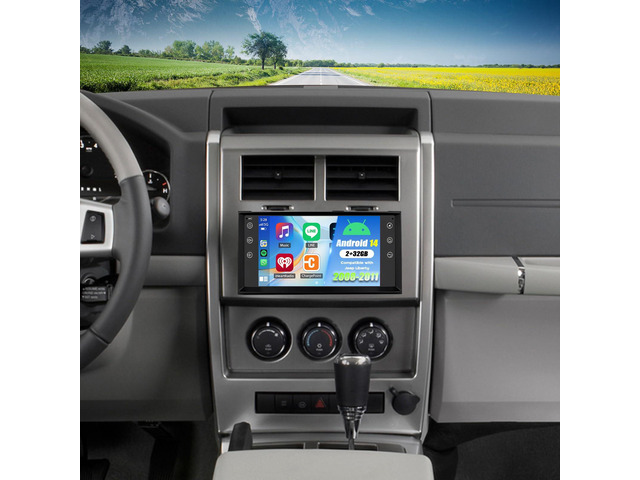 Double Din Car Stereo Upgrade Radio for Jeep Liberty 2008-2011 2Android 14 G+32G 7' Touchscreen Wireless Carplay Android Auto GPS WiFi Bluetooth...