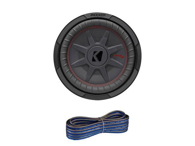 12' 1000 Watt Peak Power 2 Ohm DVC Ultra-Thin Car Audio Subwoofer with 16 Gauge 50 feet Wire