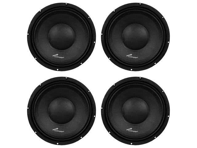 APSP-1050 10' 700 Watt MAX, 350 Watts RMS, and 8 Ohm Dynamic Mid Range Car Audio Loudspeaker with 2.5 Inch Kapton Voice Coil, Black (4 Pack)