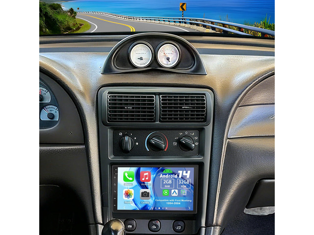 Android 14 Double Din Car Stereo Radio for Ford Mustang 1994-2004 7' Touchscreen Car Radio w/Wireless Carplay Android Auto GPS WiFi Bluetooth RDS...