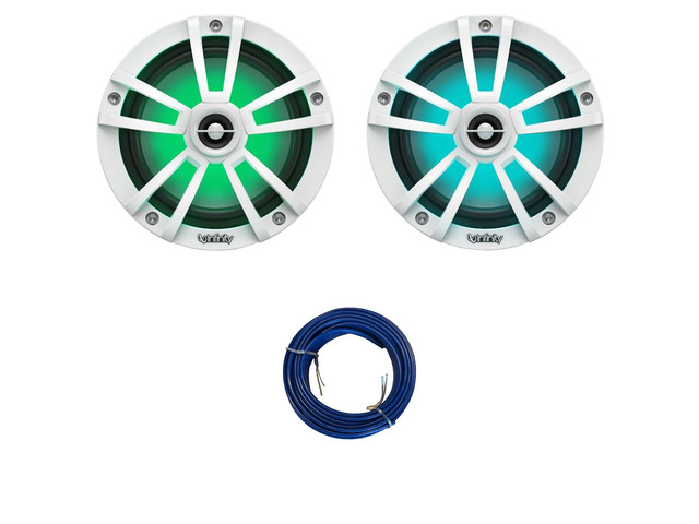 6.5' 225 Watt Peak Power 2-Way Marine Boat Yacht Audio Speakers (QTY 2) 1 Pair of OEM Replacement Speakers with 20ft Wire (White)
