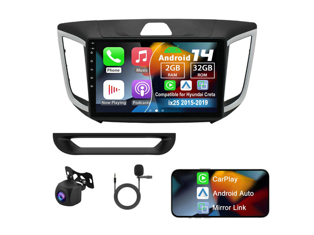 Android 14 Double Din Car Radio for Hyundai Creta ix25 2015-2019 2G+32G 10' Touch Screen Car Stereo with Wireless Carplay Android Auto GPS WiFi...