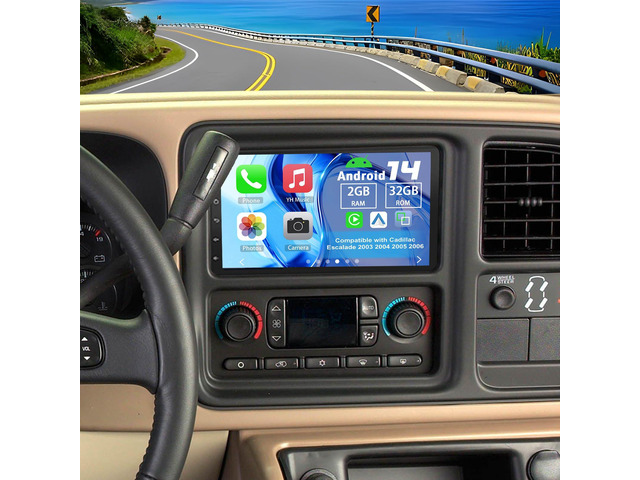 Android 14 2 Din Car Stereo Radio for Cadillac Escalade 2003-2006 7' Touchscreen Car Radio w/Wireless Carplay Android Auto GPS WiFi Bluetooth RDS...