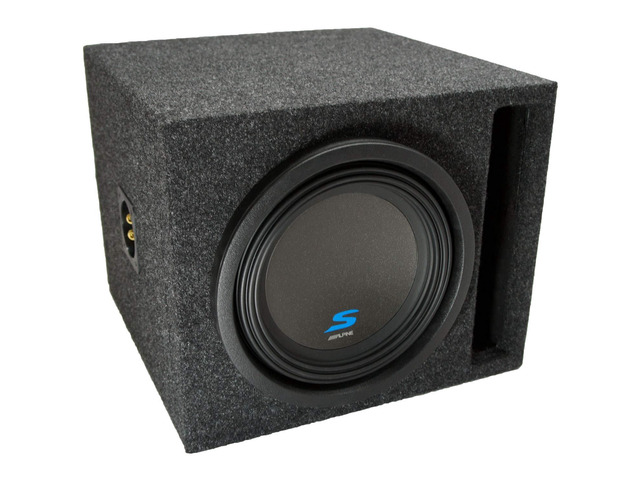 Alpine S-W10D4 Type S 10' Sub Box Slot Ported Loaded Enclosure Package Dual voice coil subwoofer with tuned vent bass, matched cabinet design,...
