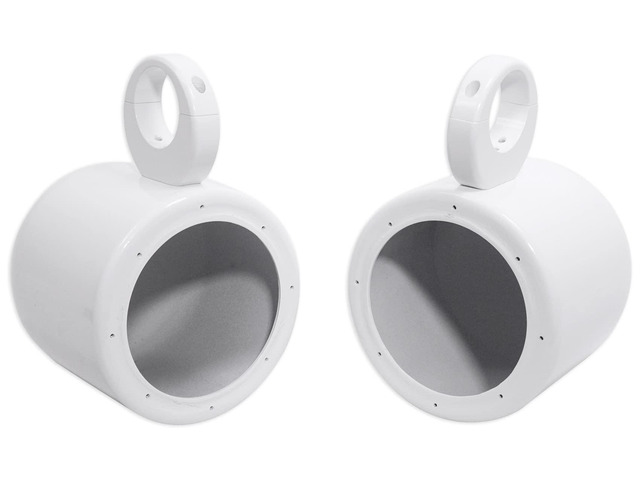 MAC65W White 6.5' Speaker Pod Pair with MAC360W Surface Clamps 6061 Aluminum Enclosures, 2 MAC360W 360Â° Surface Clamps, 2 Stainless Quick-Release...
