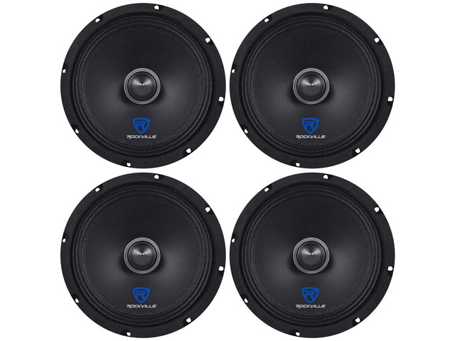 RXM88 8' 8-Ohm Car Audio Mid-Bass/Midrange Speaker, 4-Pack 250W Peak / 125W RMS, Kevlar Cone, 1.5' CCAR Voice Coil, 90 Oz Magnet, Wire Mesh...