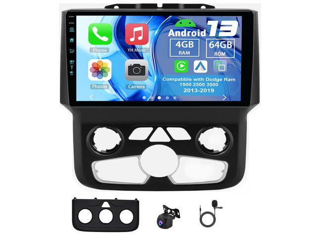 Android 13 Car Radio for Dodge for Ram 1500 2500 3500 2013-2019 4G+64G 9' Touch Screen Car Stereo Radio with Wireless Carplay Android Auto GPS...
