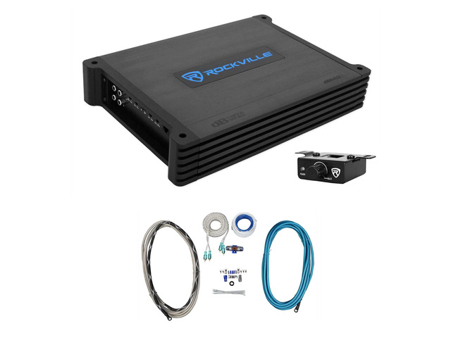 dBM12 2000W 2-Ohm Marine Boat Mono Amplifier with RMWK4 Amp Kit 2000W Peak / 500W RMS, Class D, 2-Ohm, Low Pass Crossover, Bass EQ, Bass Remote,...