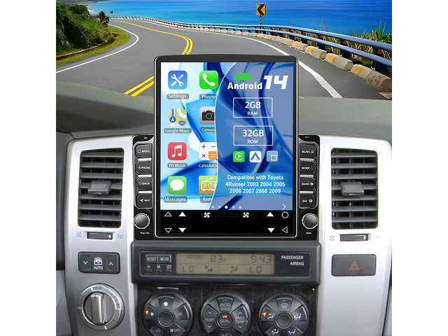 Android 14 Double Din Car Stereo Radio for Toyota 4Runner 2003-09 9.7' Touchscreen Car Radio w/Wireless Carplay Android Auto GPS WiFi Bluetooth...